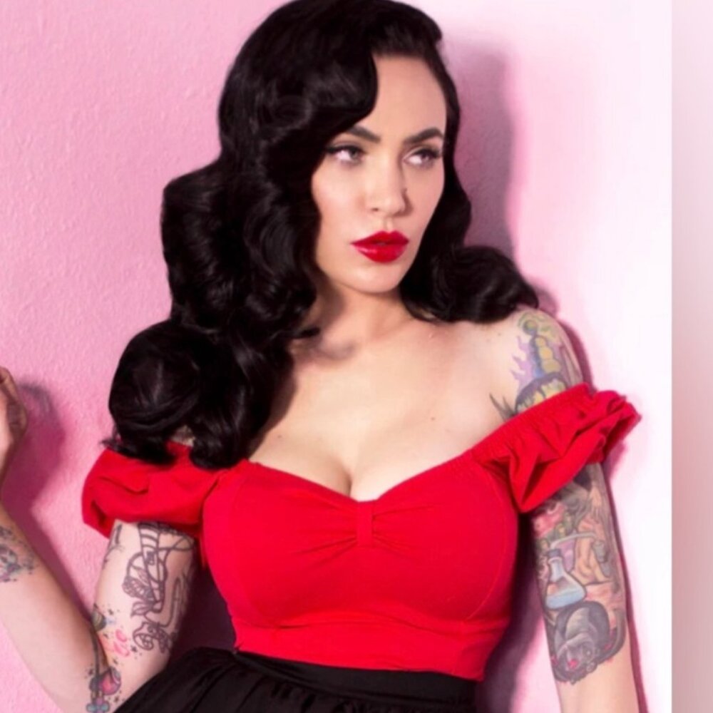 Powder Puff Top Red 4x Vixen by Micheline Pitt
